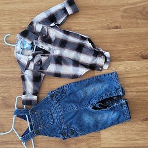 Baby Boy overalls & pearl snap button up